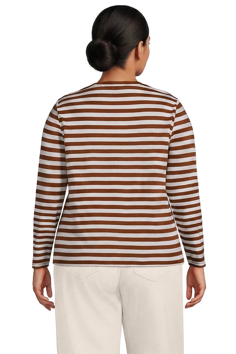Supima Cotton Long Sleeve Crewneck T-Shirt, Alternate, color, Rich Ginger Even Stripe