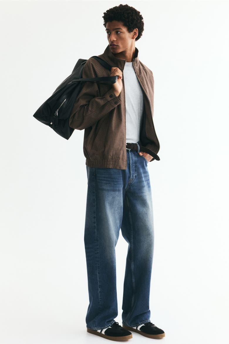 Harrington-Style Jacket, Alternate, color, Brown/houndstooth