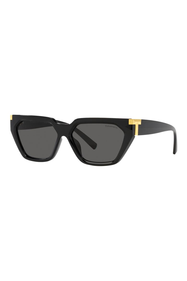 56mm Irregular Sunglasses, Alternate, color, BLACK