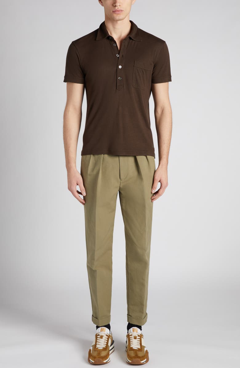 TOM FORD Pleated Cotton Sateen Pants, Alternate, color, Olive