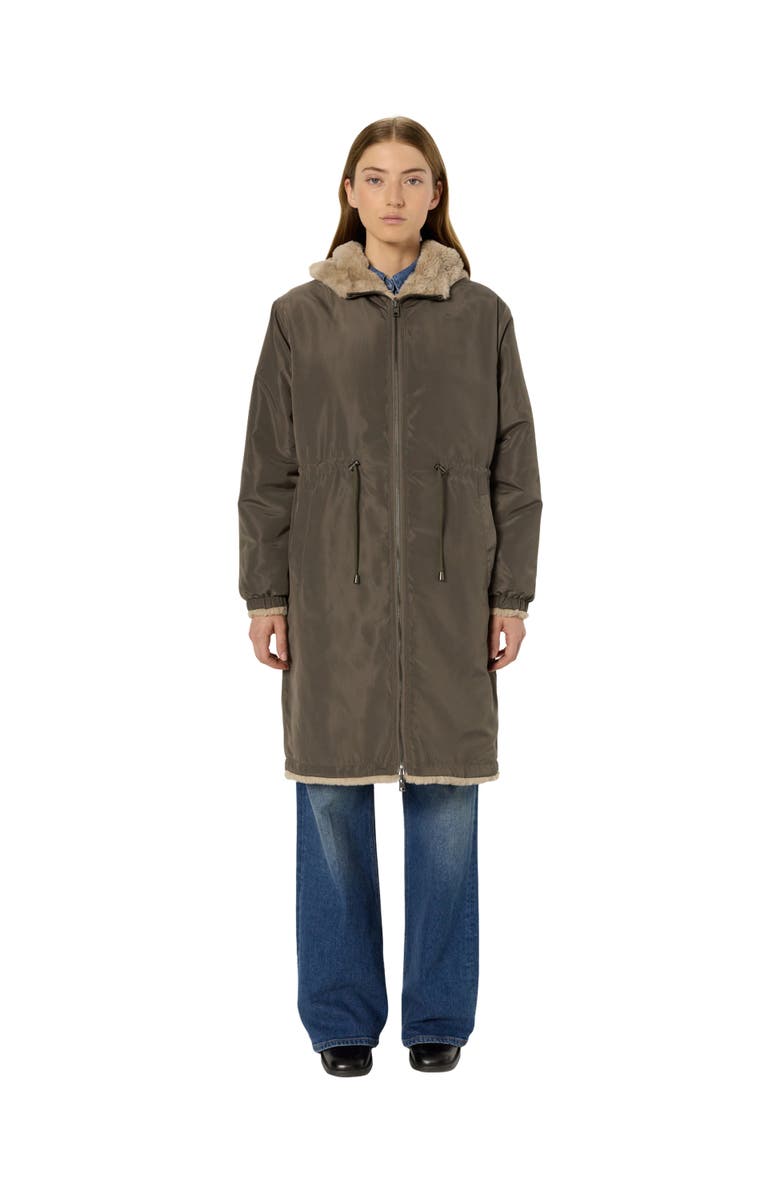 GERARD DAREL Mayline Reversible Faux Fur Parka Coat, Main, color, Khaki Green
