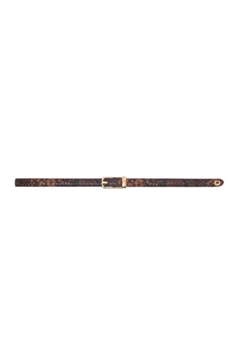 Slim embossed leather belt