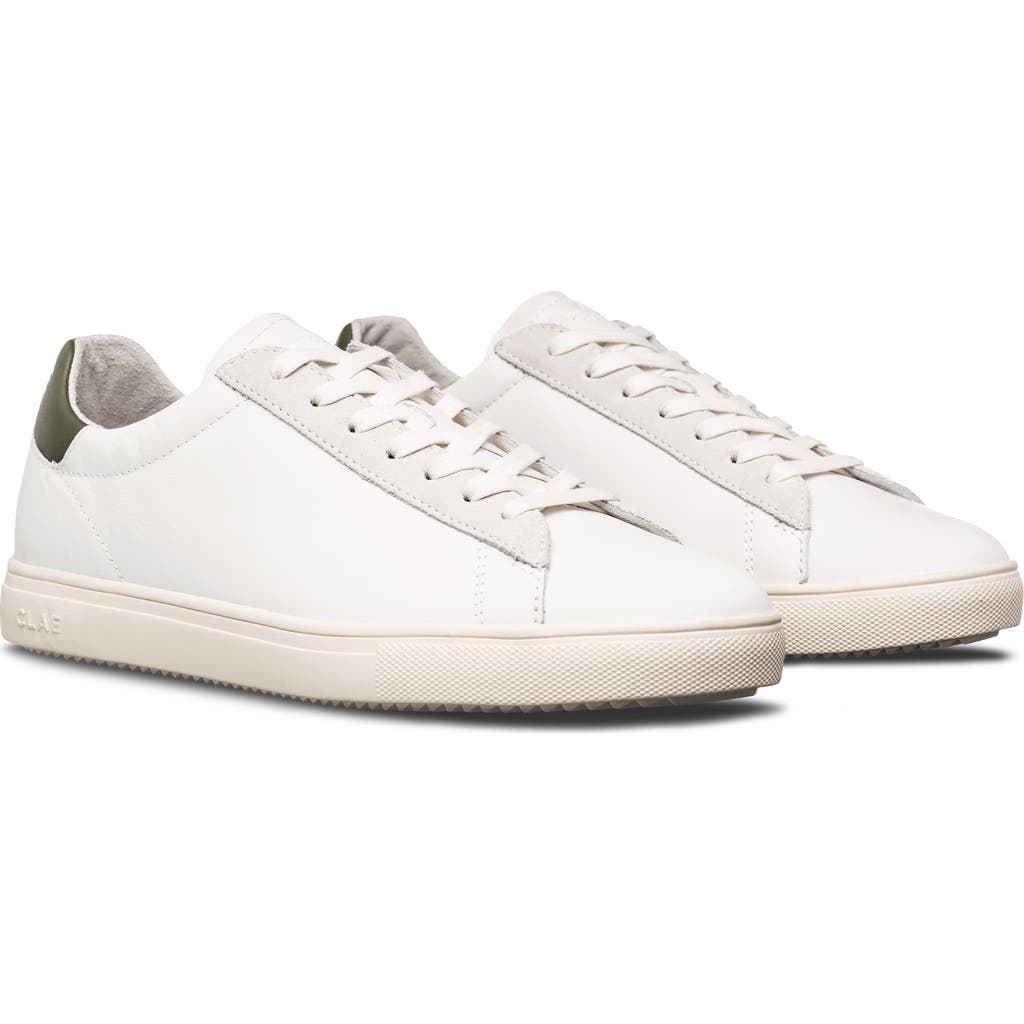 CLAE Bradley California Sneaker in White/Olive Leather  product
