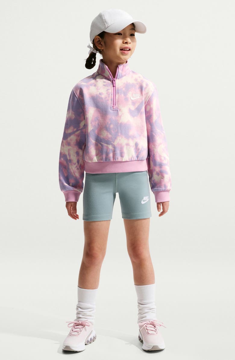 Nike Kids' Sportswear Club Print Quarter Zip Fleece Pullover, Main, color, Phantom/ Magenta/ Thistle