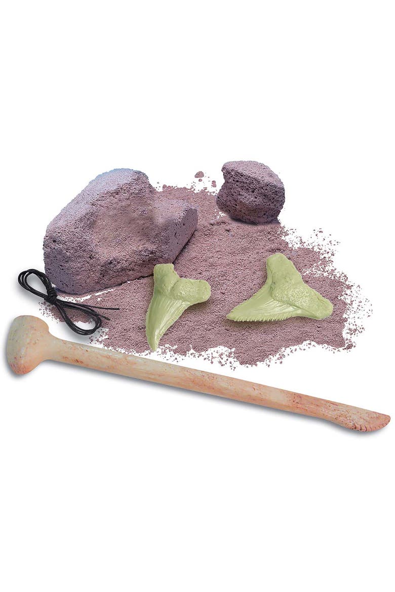 Kidzlabs Dig Glow Shark Teeth Excavation Kit, Make 2 Glow Necklaces, Alternate, color, Multicolored