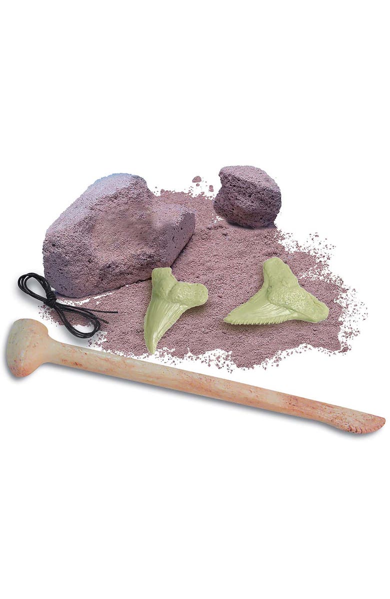 4M Kidzlabs Dig Glow Shark Teeth Excavation Kit, Make 2 Glow Necklaces, Alternate, color, Multicolored