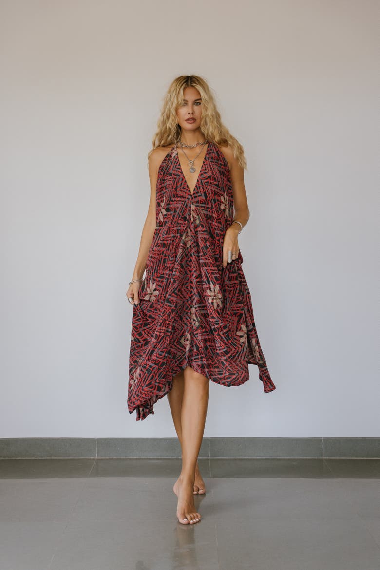 Classic Silk Dress Tako, Alternate, color, Red, Black & Grey