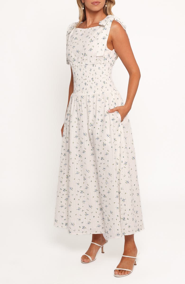 Petal & Pup Leticia Tie Strap Maxi Dress, Alternate, color, Blue Ditsy Floral