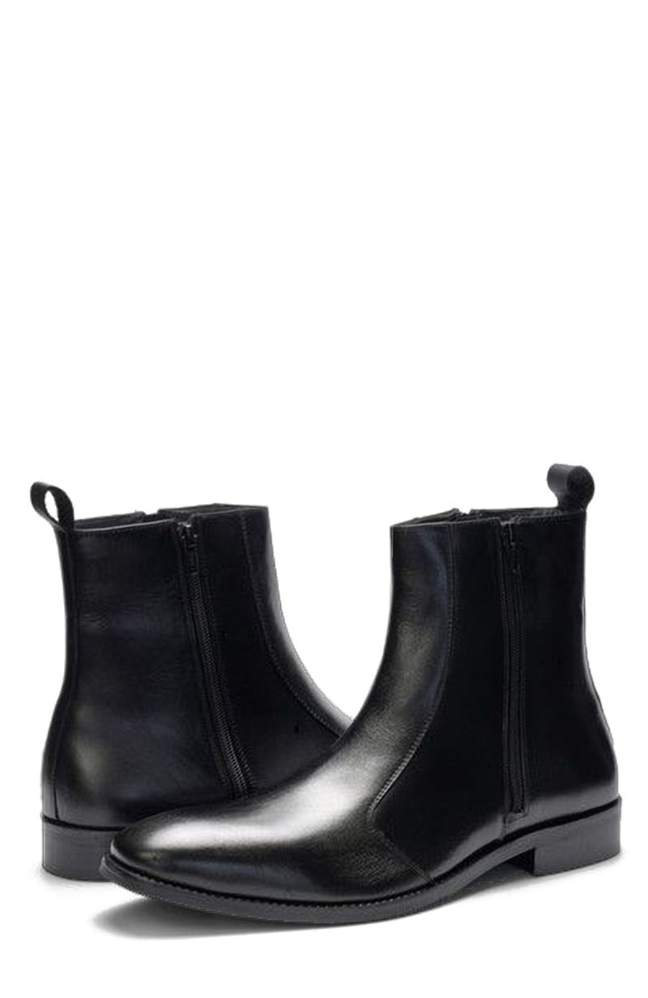 A. Veer Lexington Zip Boot, Alternate, color, Black Leather