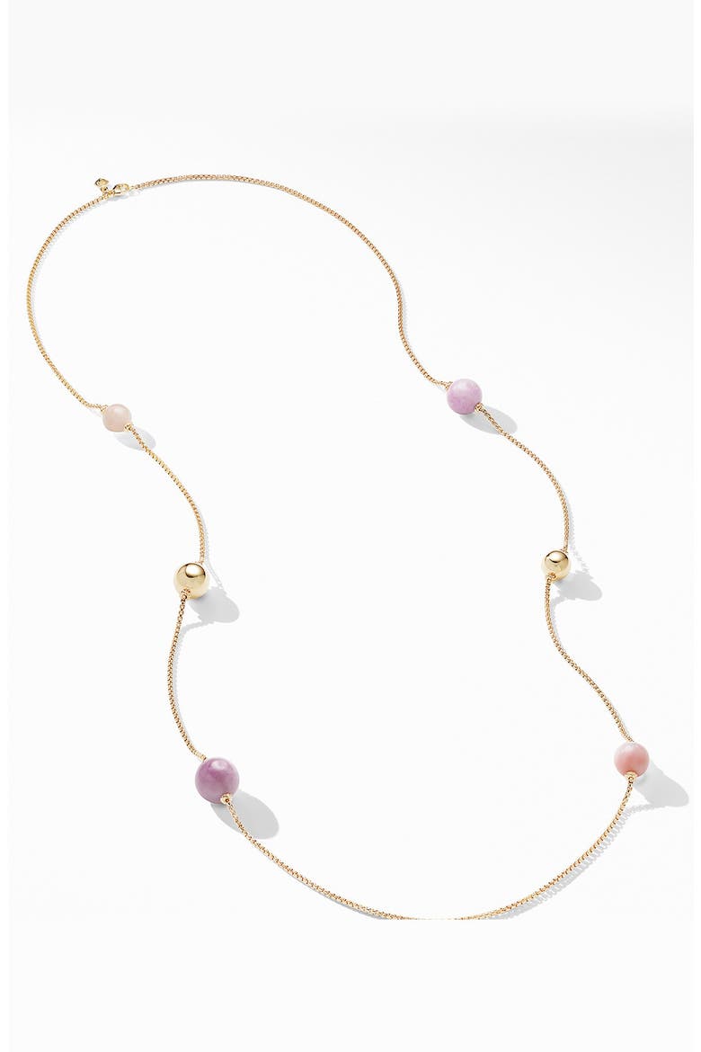 Solari XL Station Chain Necklace in 18K Yellow Gold with Kunzite, Morganite and Pink Opal, Alternate, color, GOLD/ KUNZITE