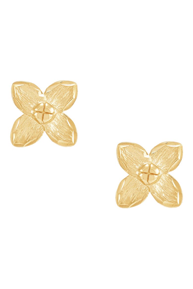 14K Gold Flower Stud Earrings, Alternate, color, YELLOW GOLD