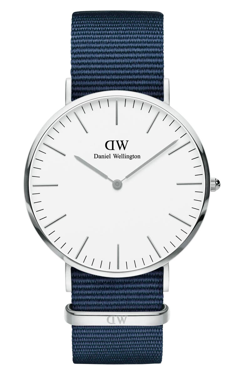 Daniel Wellington Classic Nylon Strap Watch, 40mm, Main, color, 