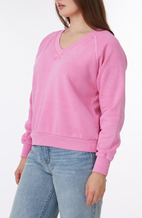 C&c California C & C California Delilah Sunwashed Fleece V-neck Sweatshirt In Aurora Pink
