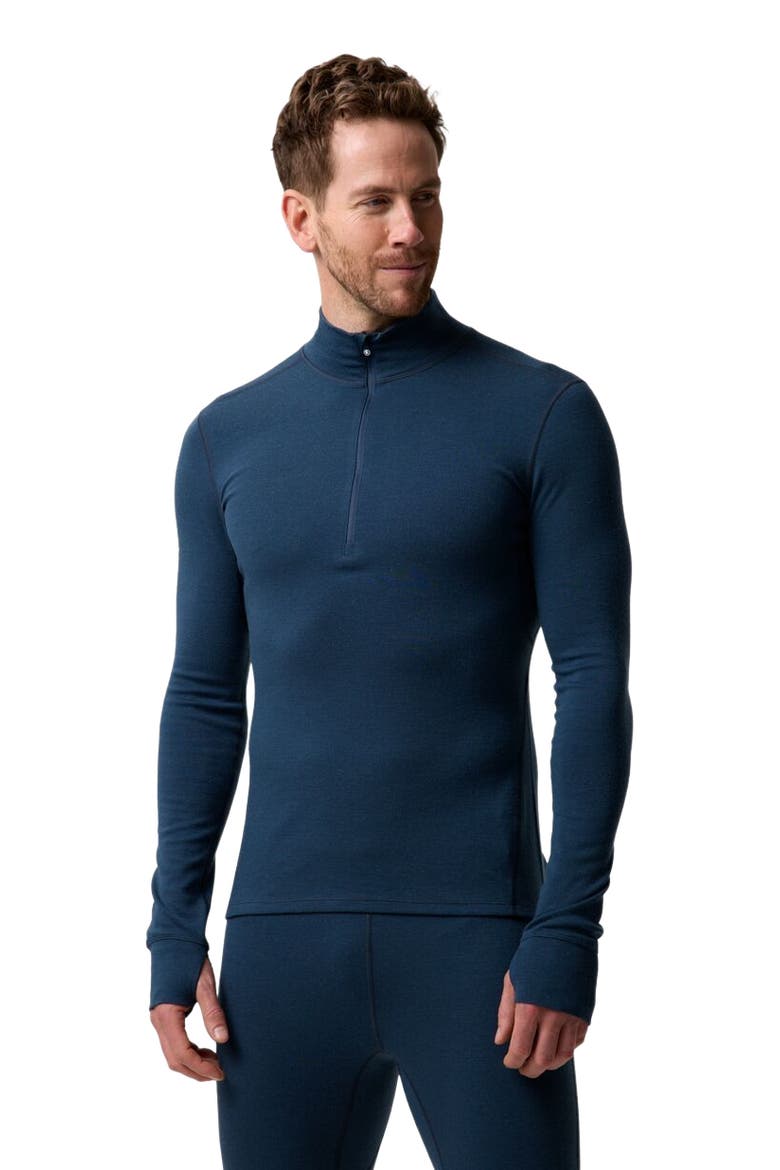 Cedars Rws Merino Mid-Wt Baselayer 1/4-Zip Top - Men's, Main, color, Midnight Blue
