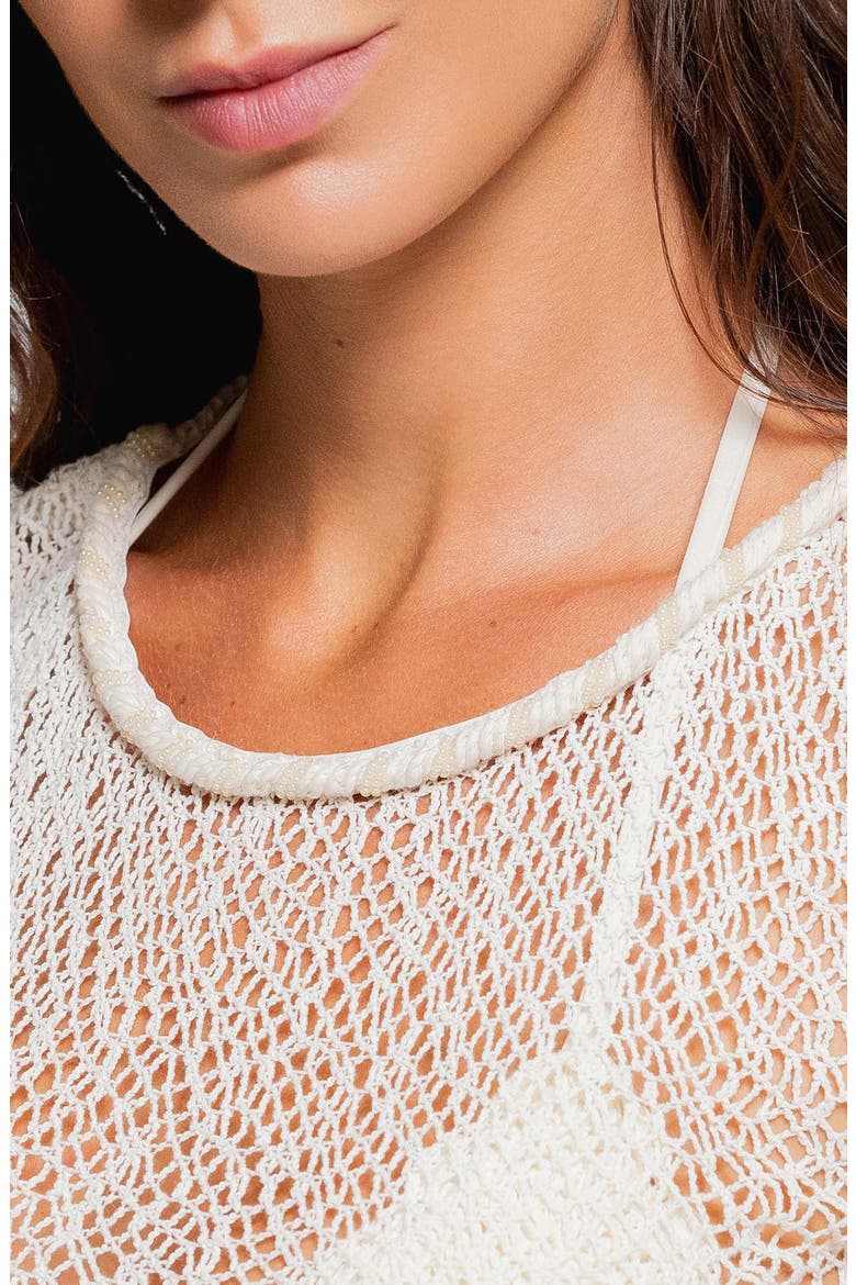 Sheer Crop Cotton Blend Crochet Cover-Up Top, Alternate, color, NATURAL COLOR
