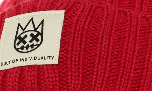 Cult Of Individuality Rib Cuff Wool Blend Beanie In Red