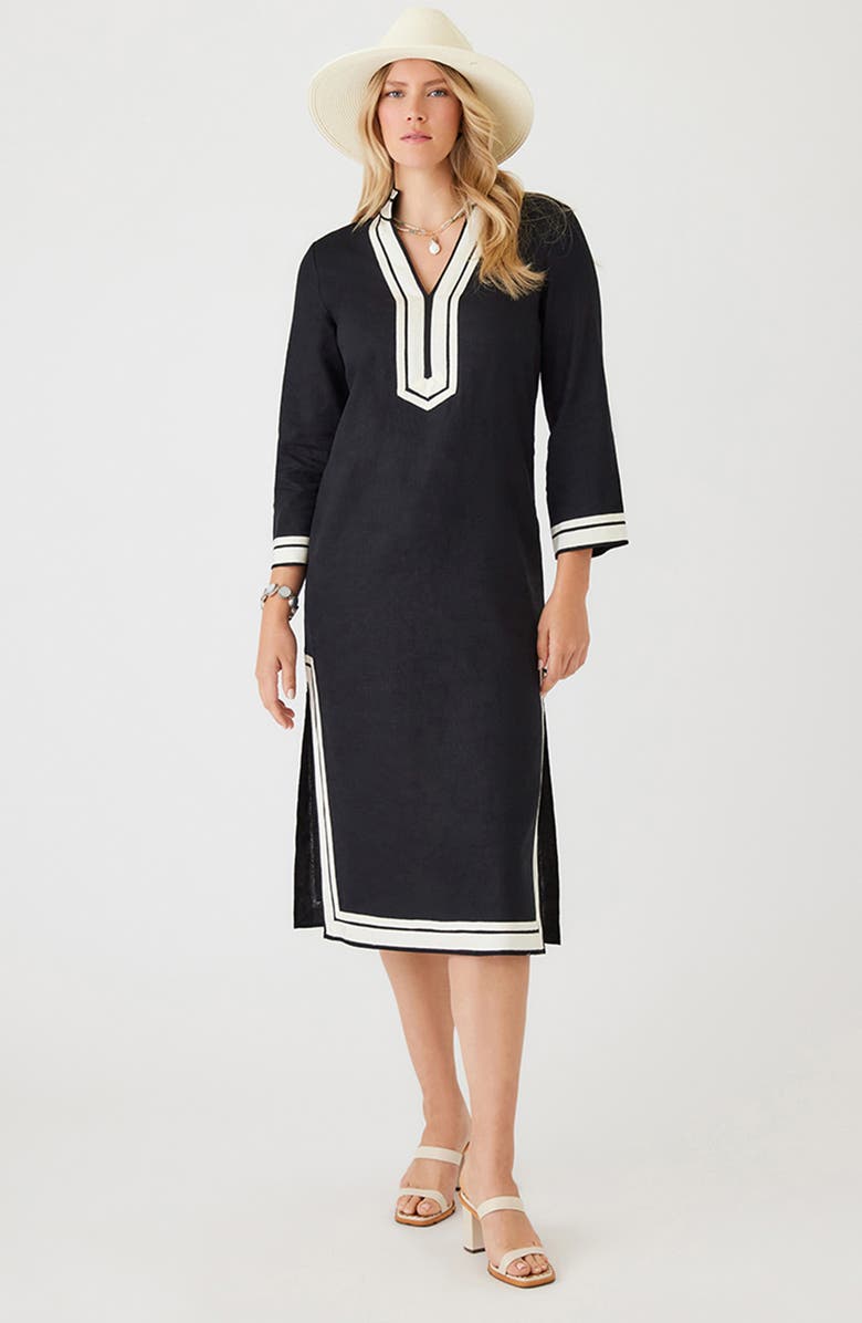 Karen Kane The St. Tropez Long Sleeve Linen Blend Midi Dress, Alternate, color,