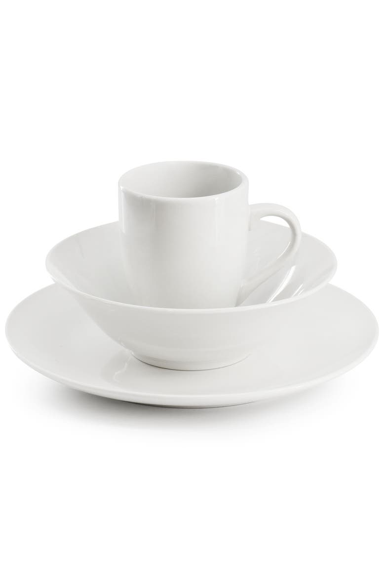 Wintercap 12 Piece Fine Ceramic Dinnerware Set, Alternate, color, White