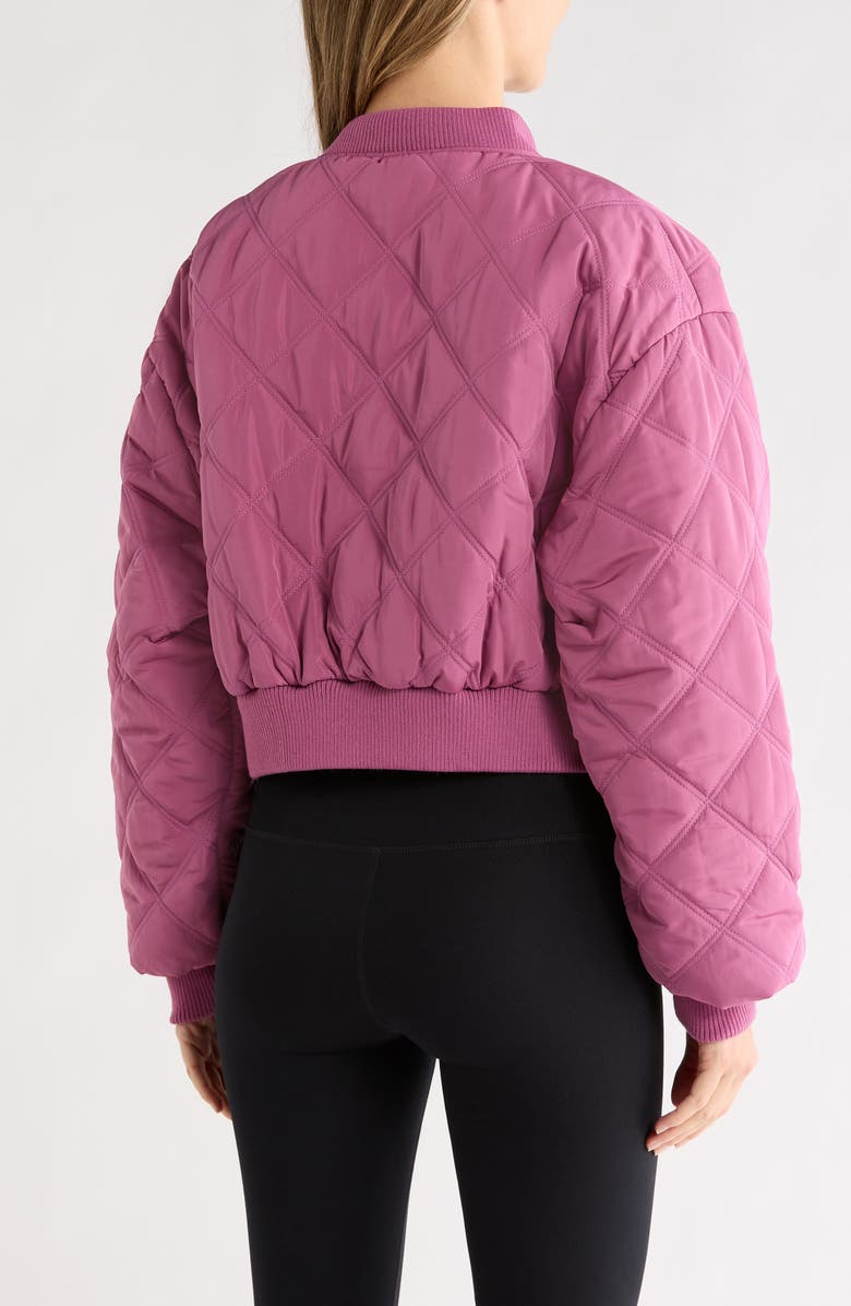 Cotton On Quilted Crop Bomber Jacket, Alternate, color, Red Violet