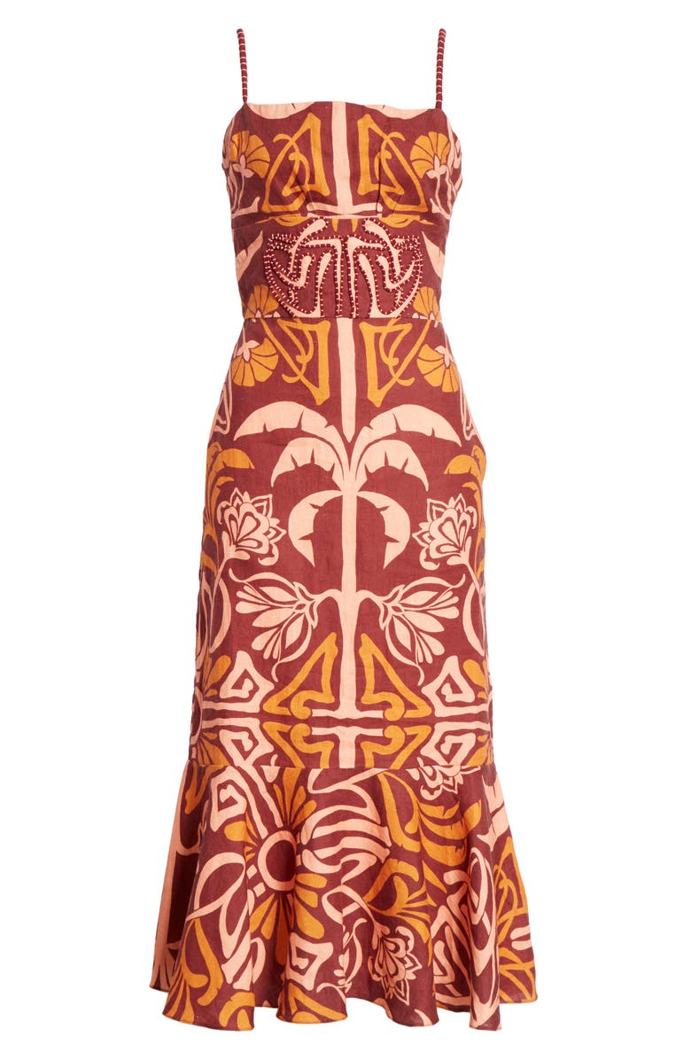 Johanna Ortiz Print Linen Midi Dress, Alternate, color,