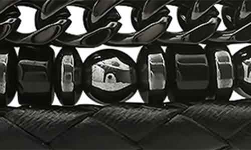Hmy Jewelry Set Of 3 Assorted Hematite, Chain & Leather Bracelets In Black