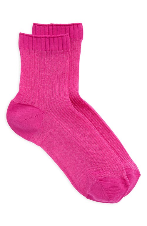 Nordstrom Sparkle Sheer Rib Quarter Socks In Pink