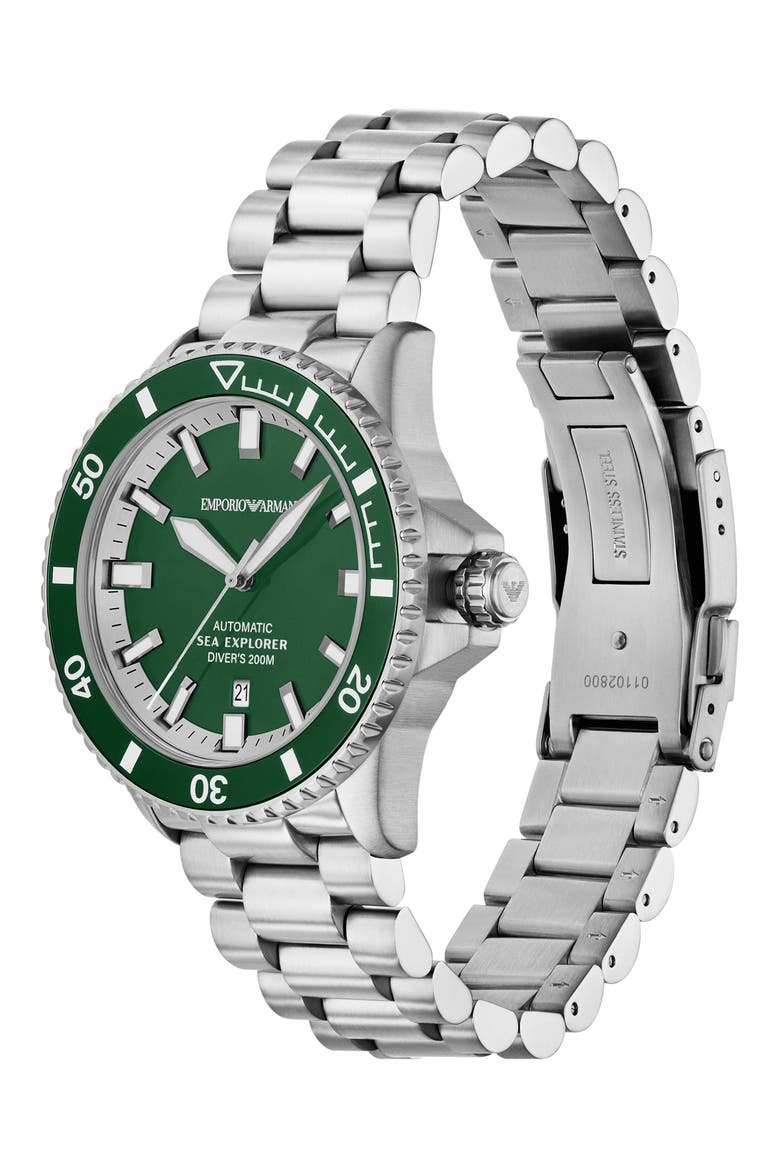 Sea Explorer Bracelet Strap Automatic Diving Watch, 42.5mm, Alternate, color, SILVER