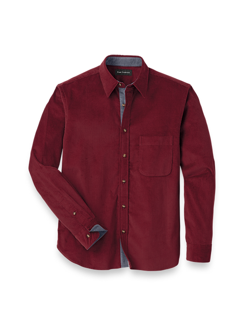 Slim Fit Cotton Corduroy Casual Shirt