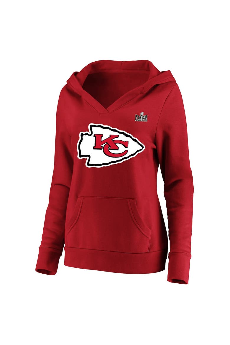 Women's Fanatics Branded Travis Kelce Red Kansas City Chiefs Super Bowl LVIII Name & Number Plus Size Fleece Pullover Hoodie, Alternate, color, Red