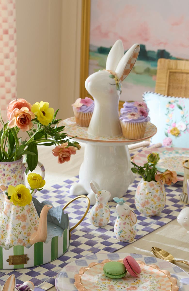 MACKENZIE CHILDS Posie Patch Rabbit Set of 3 Egg Vases, Alternate, color, White