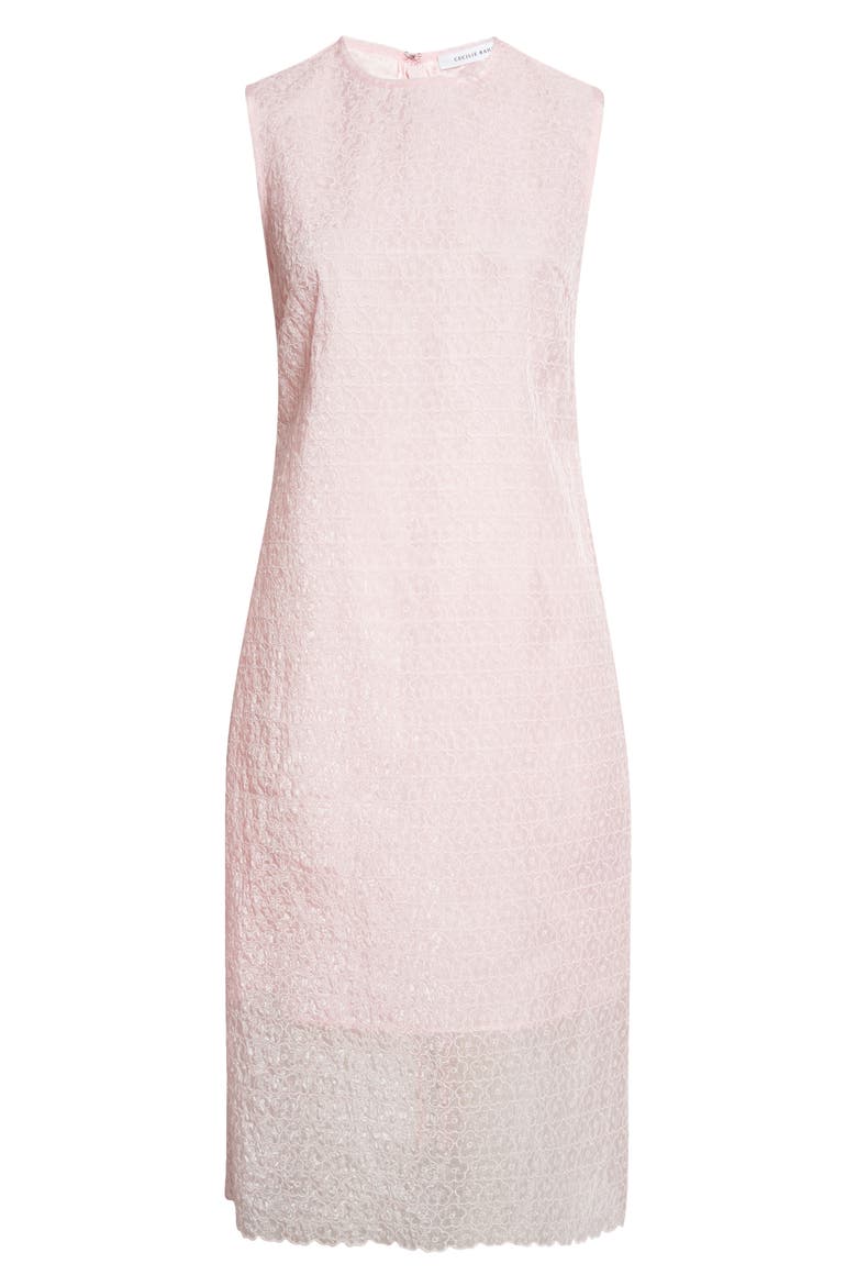 Devin Windflower Embroidered Organza Sheath Dress, Alternate, color, BLUSH PINK