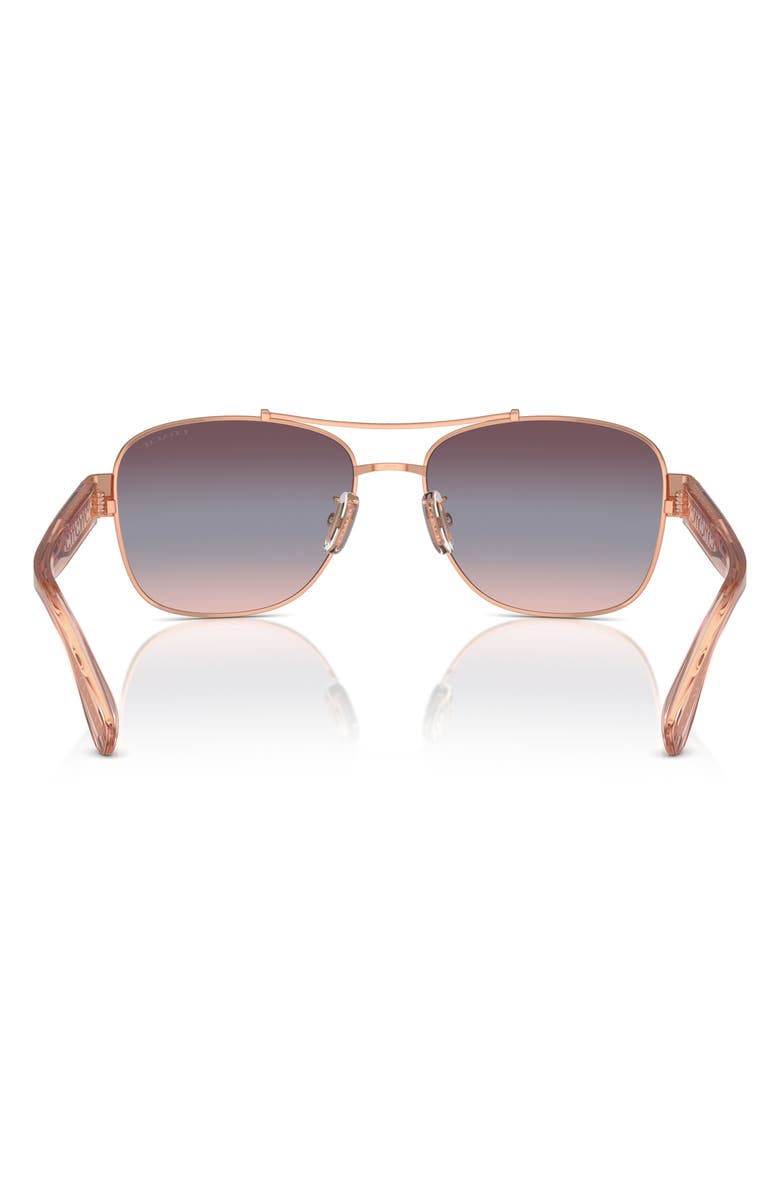 COACH 56mm Metal Pilot Gradient Sunglasses, Alternate, color, Gold Amber