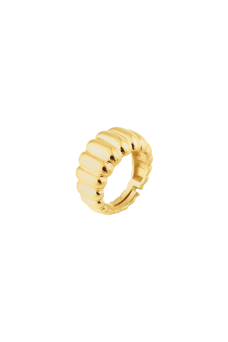 Large Multi Dished Adjustable Statement Sterling Silver Croissant Ring, Main, color, Gold