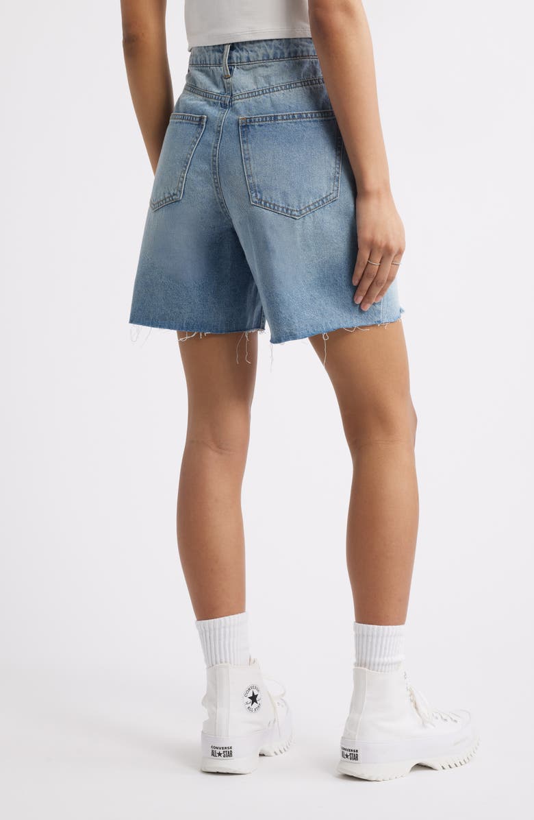 BP. Raw Hem High Waist Denim Jorts, Alternate, color, Medium Wash