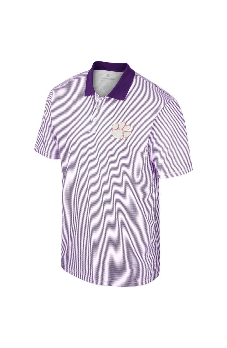 COLOSSEUM Men's Colosseum Purple/White Clemson Tigers Print Stripe Polo, Alternate, color, Purple