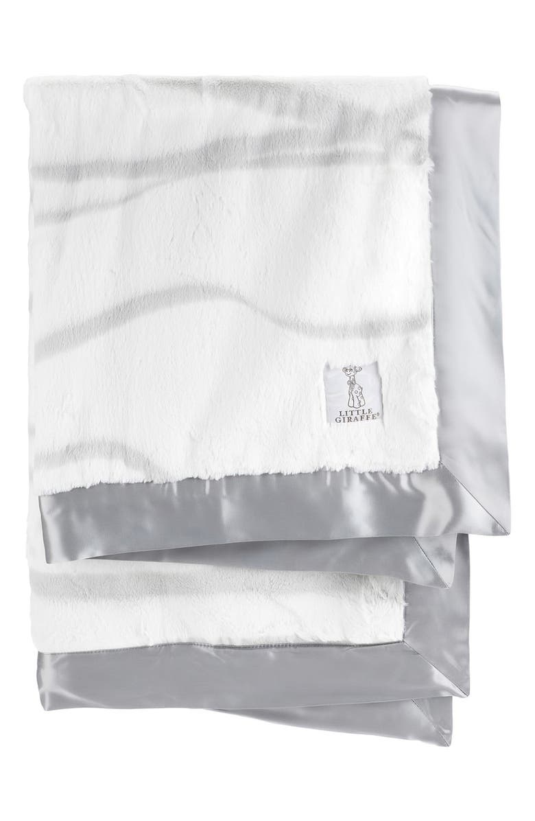 Little Giraffe Luxe Ribbon Baby Blanket, Main, color, Silver