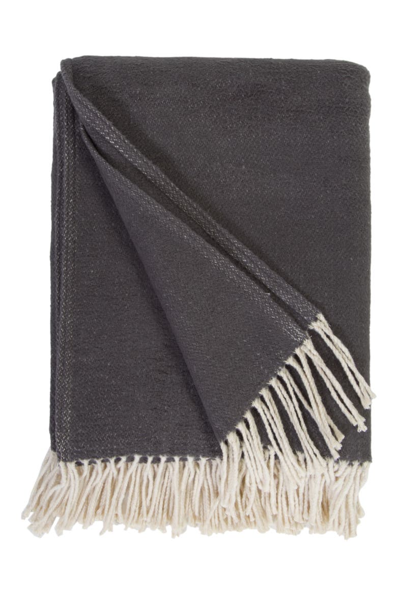 Billie Fringe Cotton Throw Blanket, Main, color, CHARCOAL