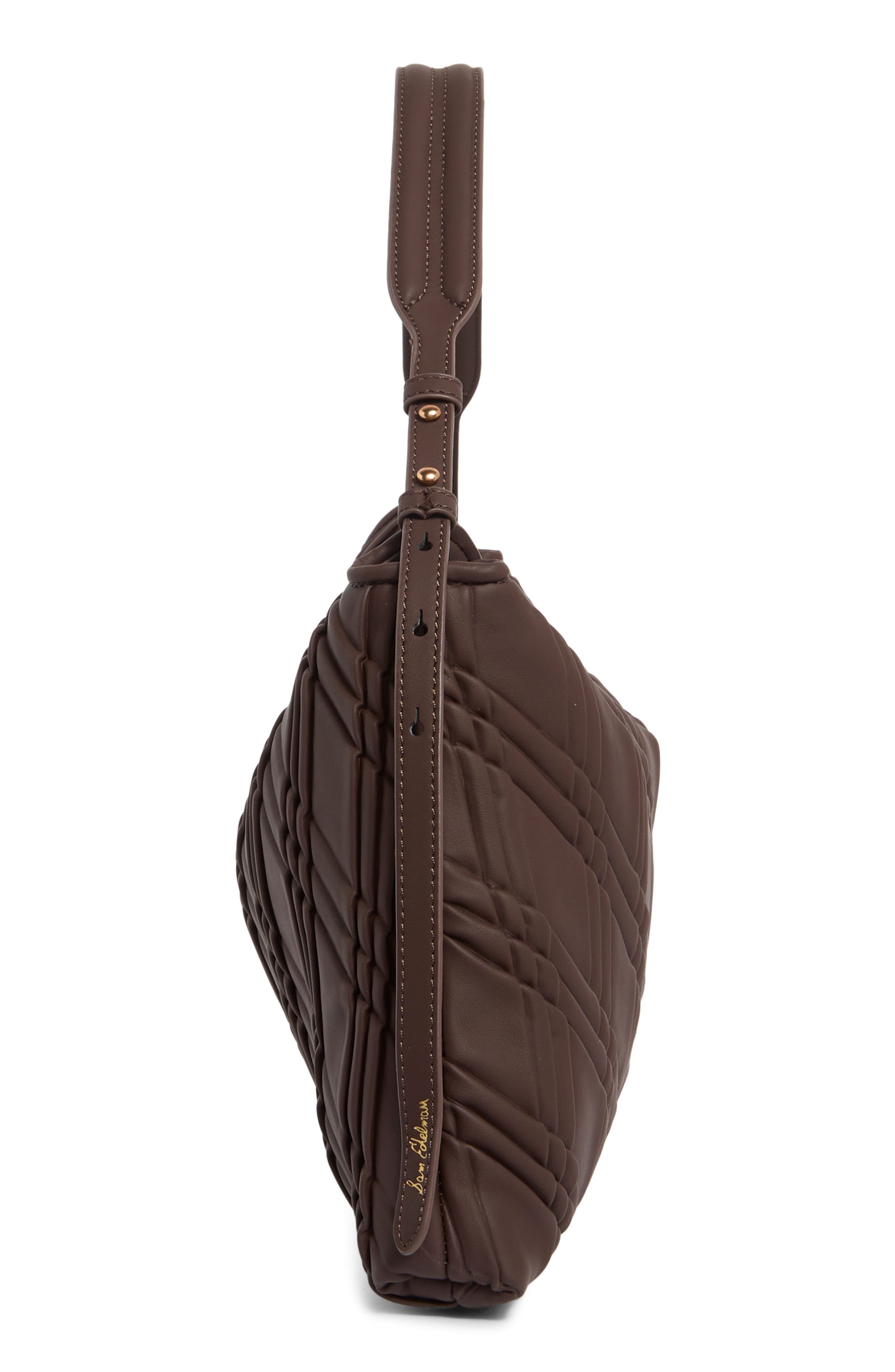 Sam Edelman Peddy Faux Suede Shoulder Bag, Alternate, color, Dark Brown