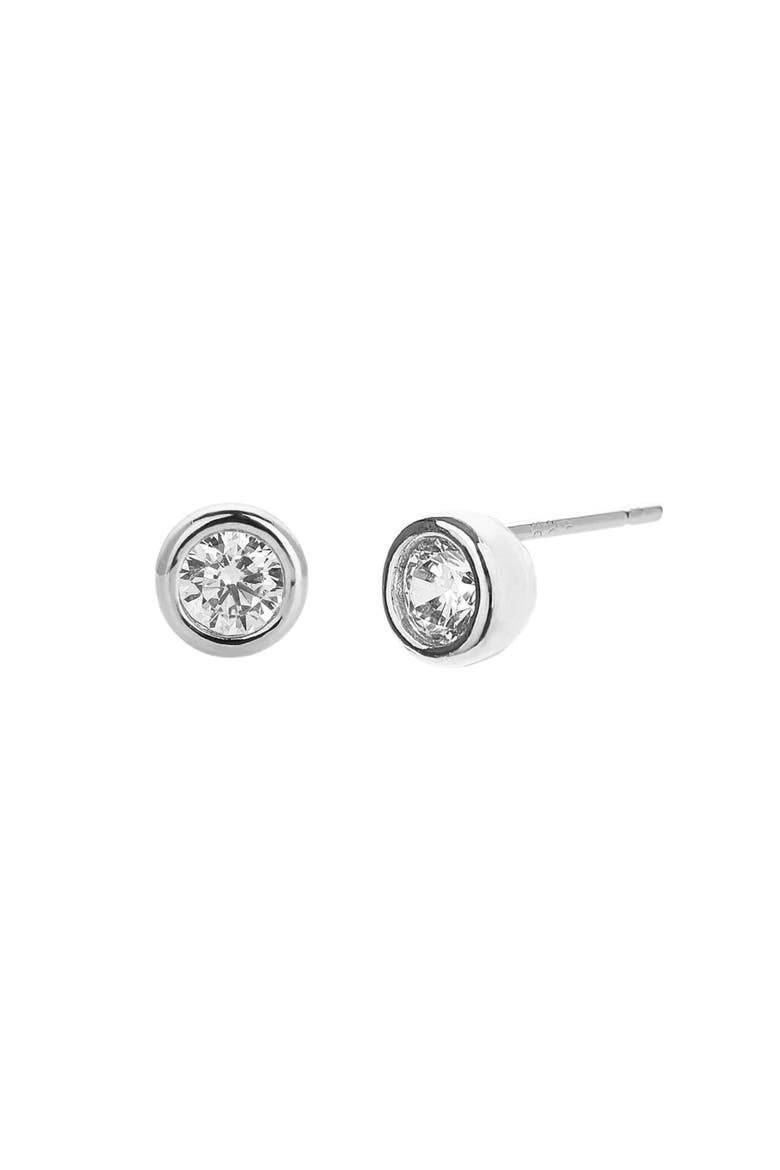 Sterling Silver 18k Gold Plated Margot Stud Earrings Crystal Minimal, Main, color, Silver