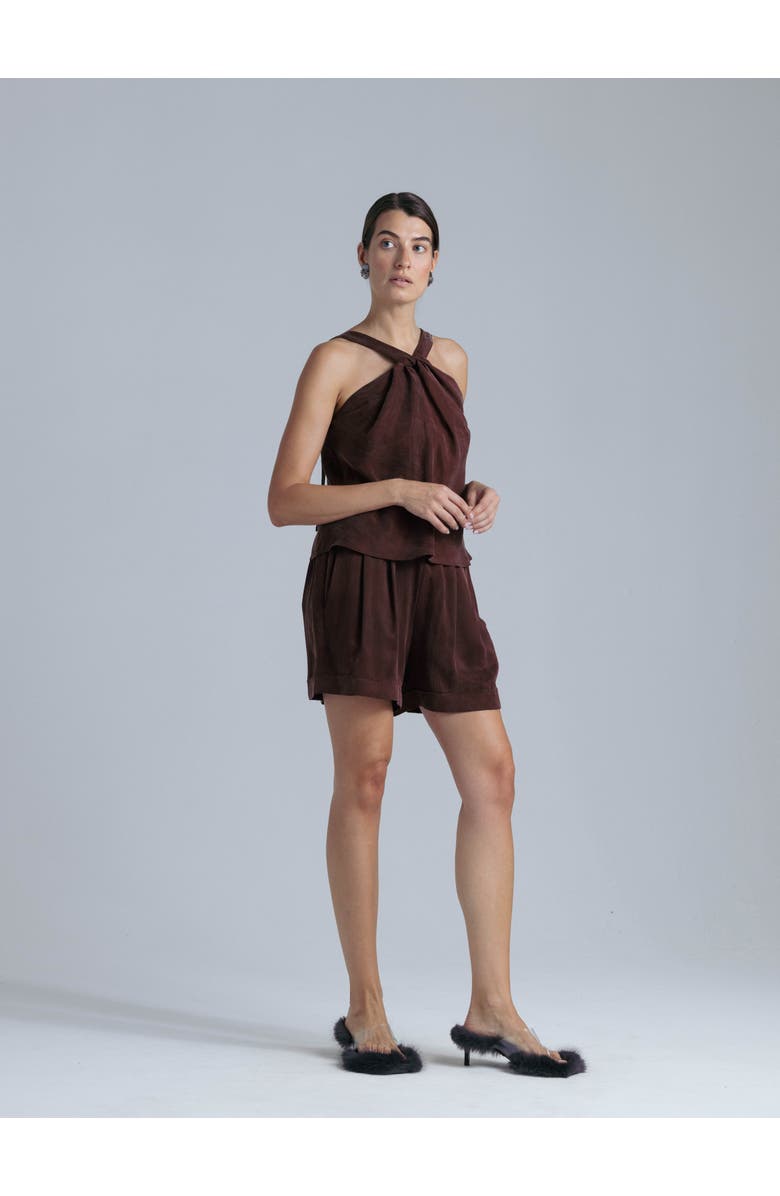 Alas High Waisted Cupro Shorts, Alternate, color, Rust