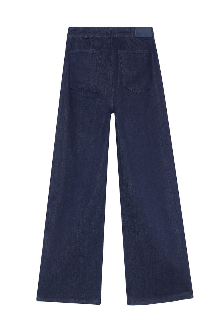 Dark Indigo Patch Pocket Wide Leg Crop Jeans, Alternate, color, Navy