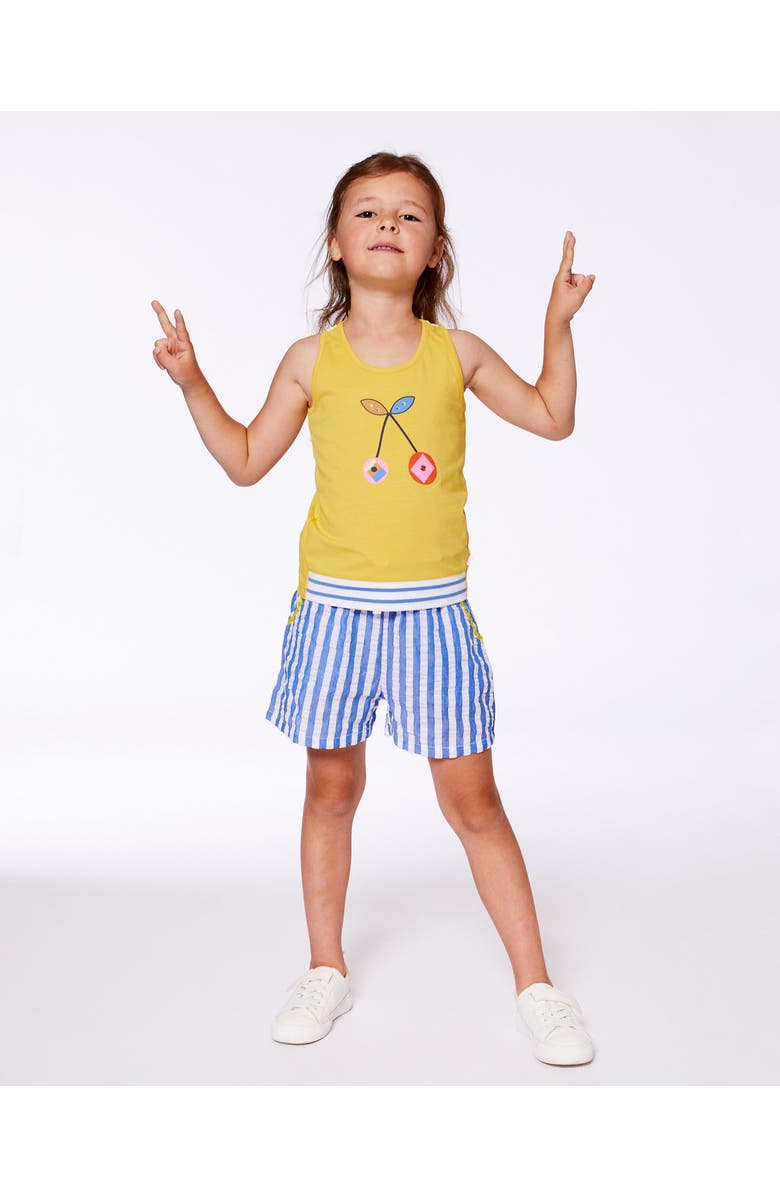 Deux par Deux Little Girl's Organic Cotton Tank Top Yellow And Cherries, Alternate, color,