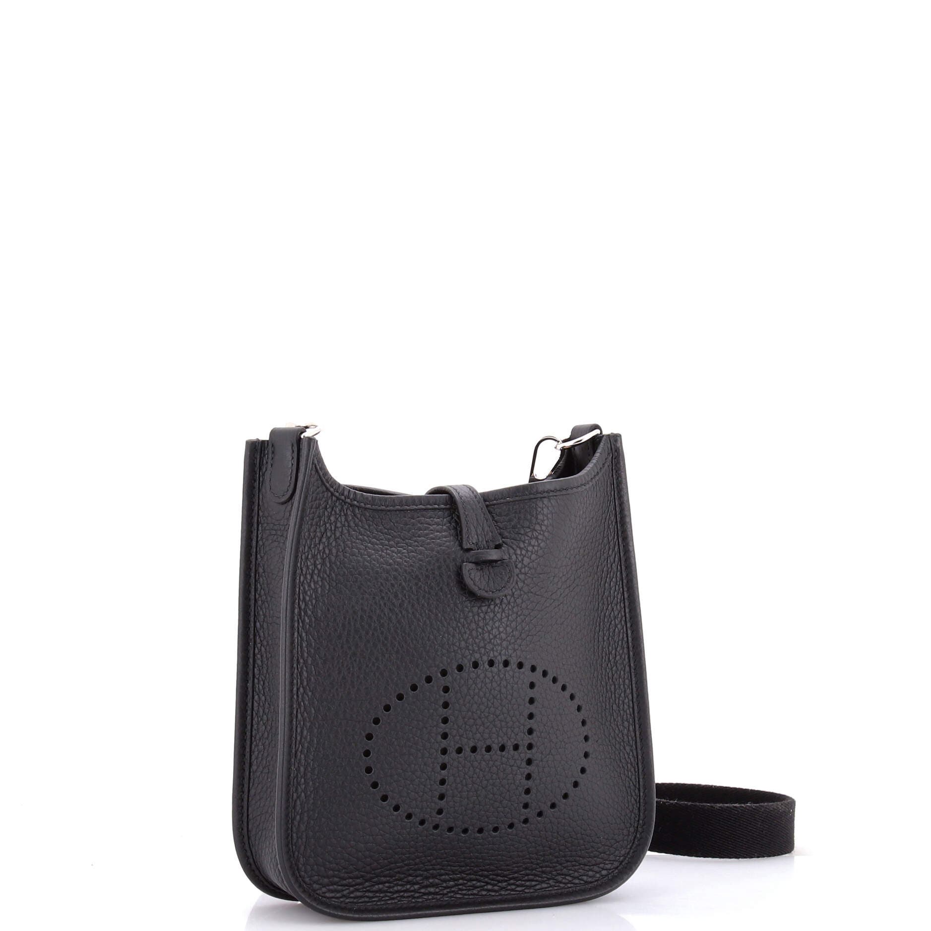 Pre-Owned Hermes Long Strap Evelyne Bag Clemence TPM, Alternate, color, Noir