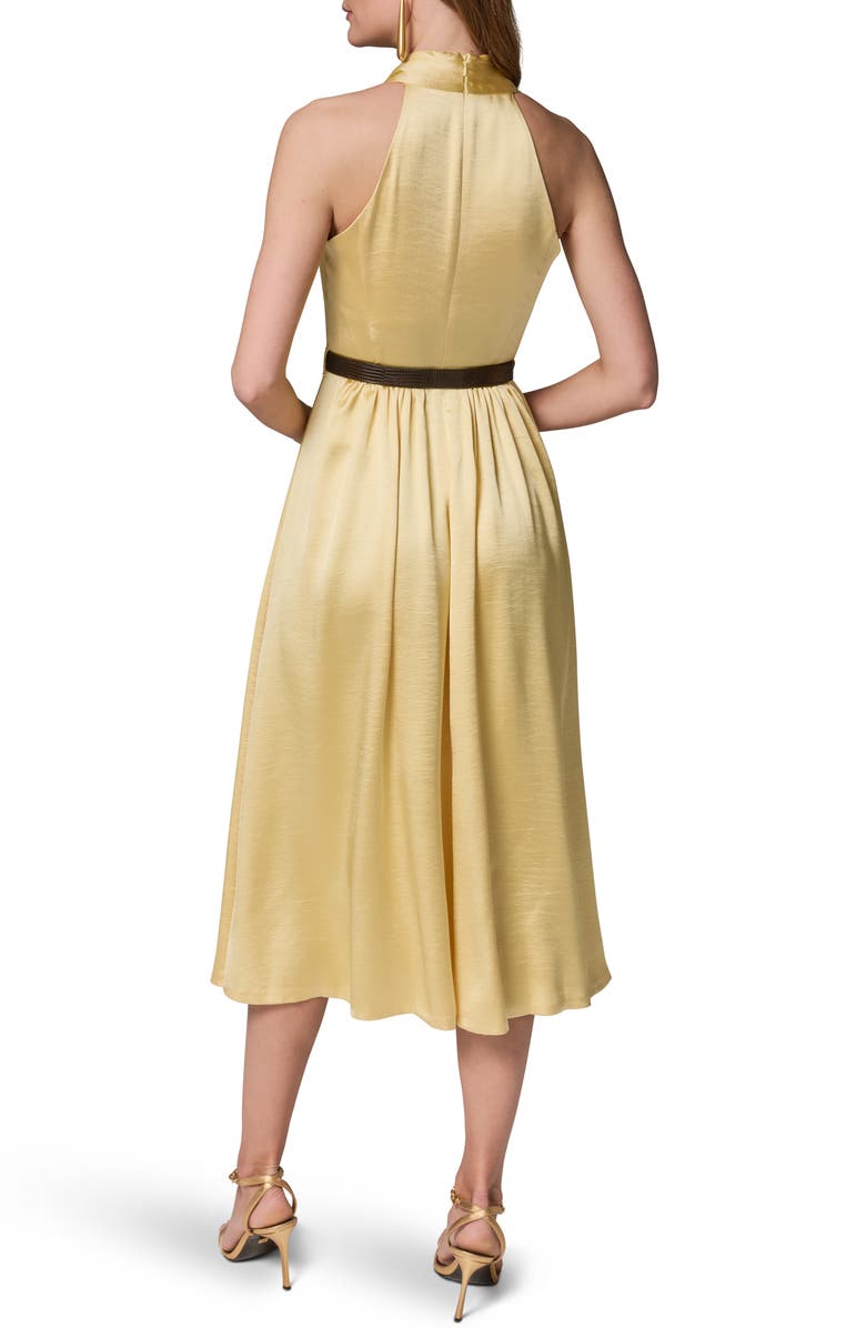 Donna Karan New York Belted Satin Midi Dress, Alternate, color, Panna Cotta