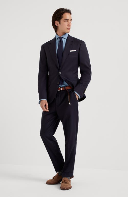 Brunello Cucinelli Tapered-leg Wool Trousers In Blue
