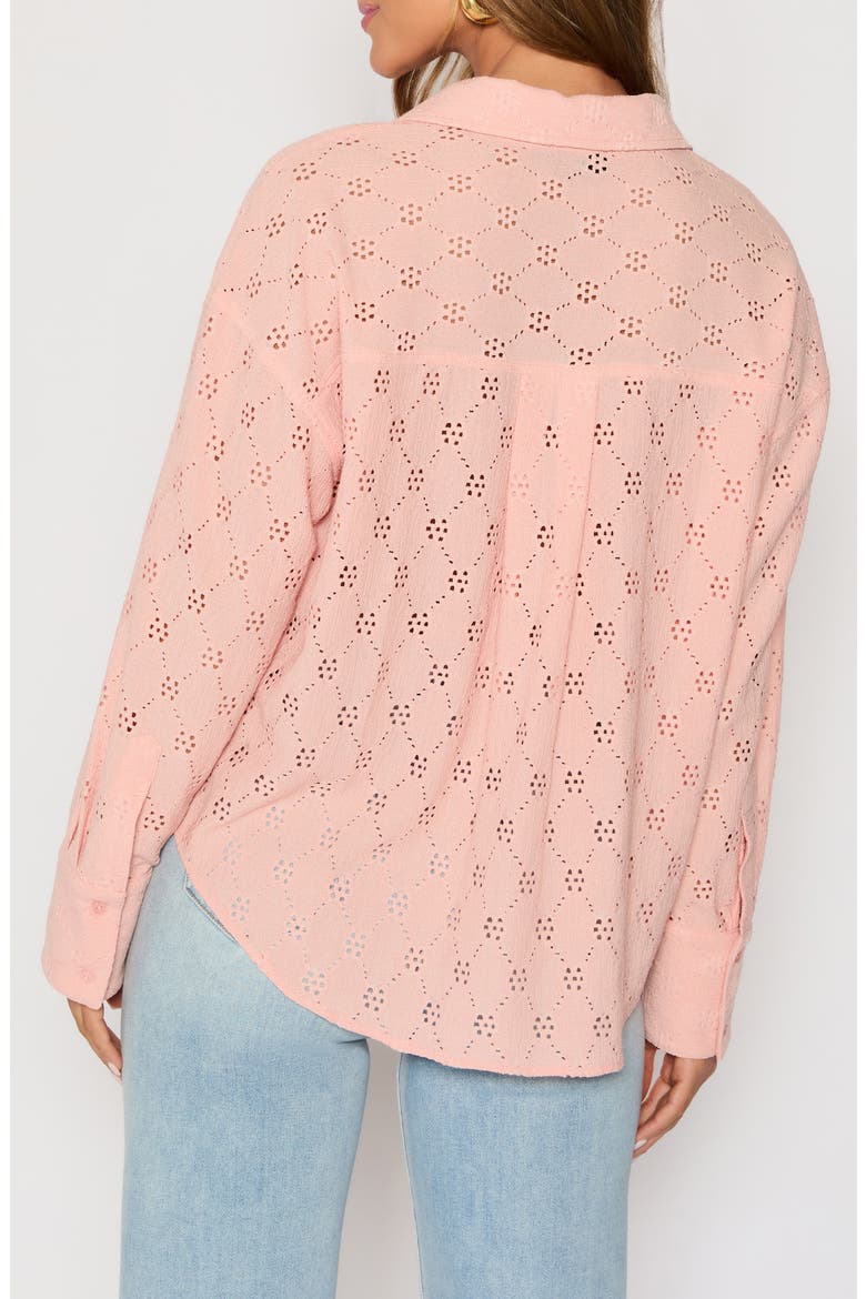 Amber Eyelet Crepe Button-Up Shirt (Nordstrom Exclusive), Alternate, color, PEACH