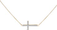 Haus of Brilliance 10K Yellow Gold 1/5 Cttw Diamond Sideways Cross Pendant Necklace
