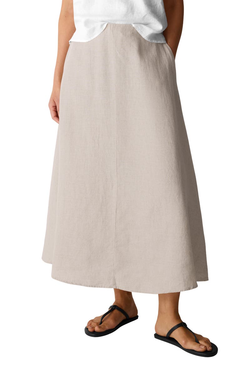 A-Line Organic Linen Midi Skirt, Main, color, UNDYED NATURAL