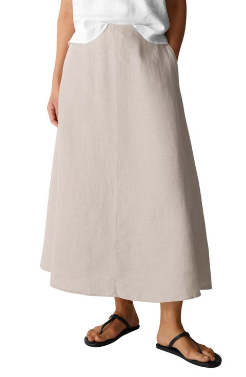 A-Line Organic Linen Midi Skirt