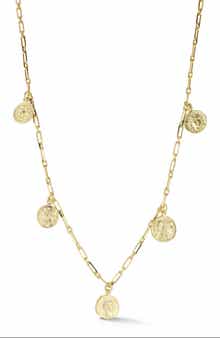 14K Gold Plated Sterling Silver Coin Charm Necklace
